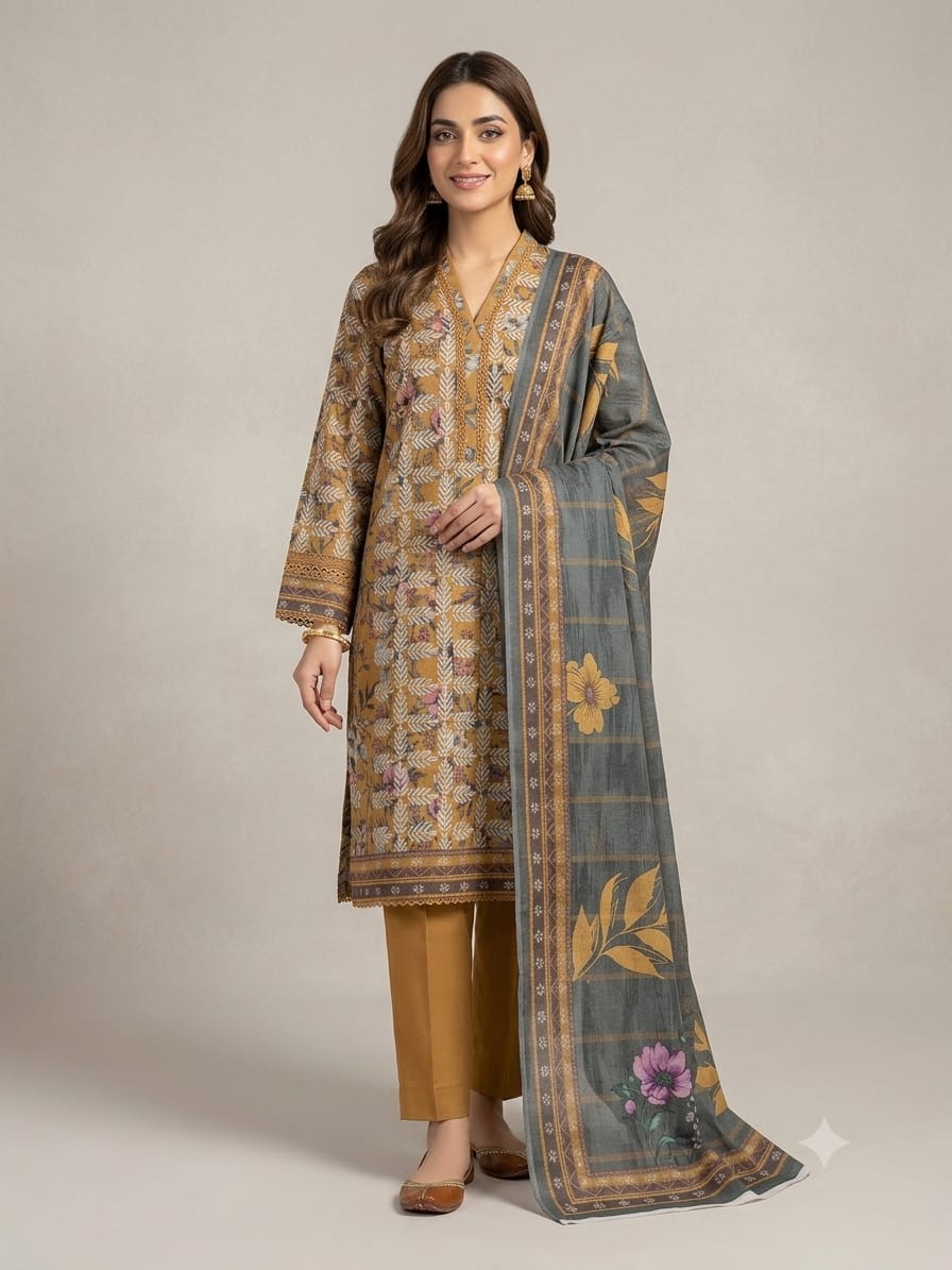 Rimal by UK 3PC Unstitched Embroidered