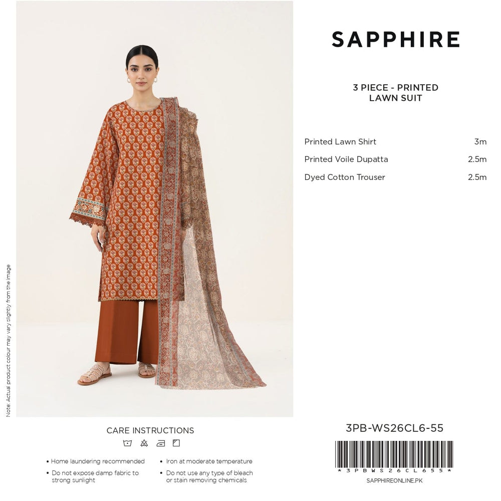3PC SAPPHIRE Printed Lawn Collection 2026 Vol-06 (3PB-WS26CL6-55)