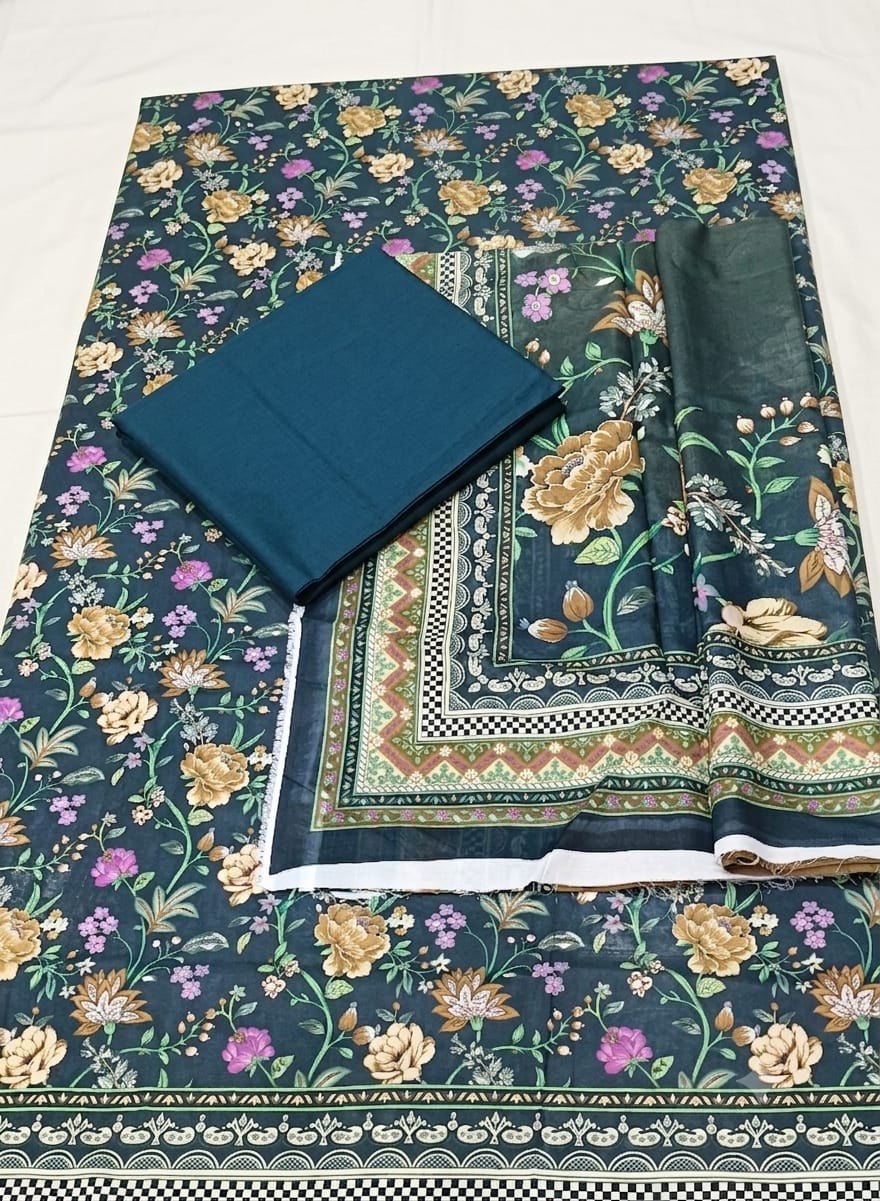 Original Khaadi Factory Leftover Lawn Digital Print 3 Piece Dress  HF2405