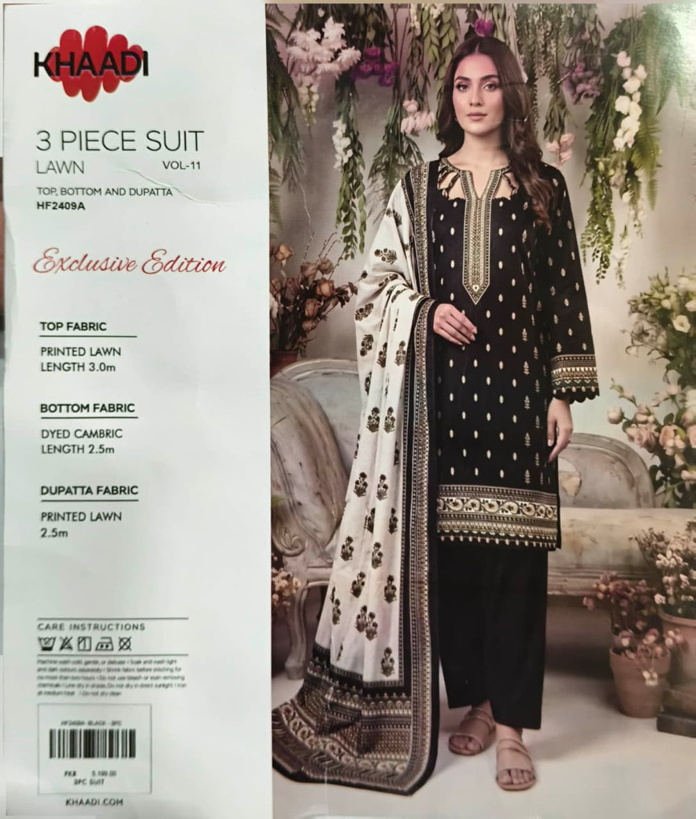 Original Khaadi Factory Leftover Lawn Digital Print 3 Piece Dress HF2409